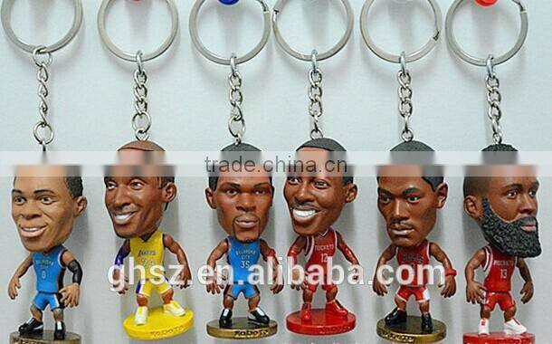 Guo hao hot sale NBA figures soft pvc keychain for collection