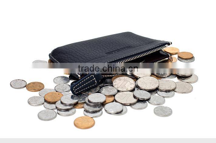Manufacture zipper men's slim wallet ID credit card holder for man with wallet custom logo