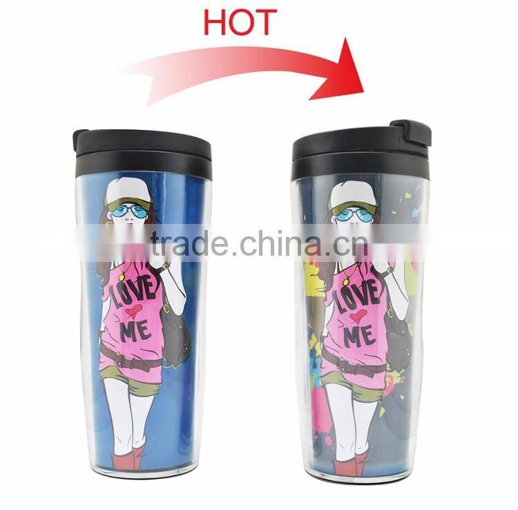 12oz Double Wall Plastic Travel Magic Mug with Custom Printing