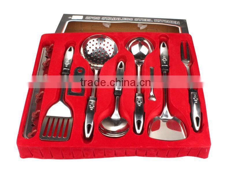 8pcs Stainless steel cookware set,S/S kitchenware set,Cooking shovel-spoon-rack set