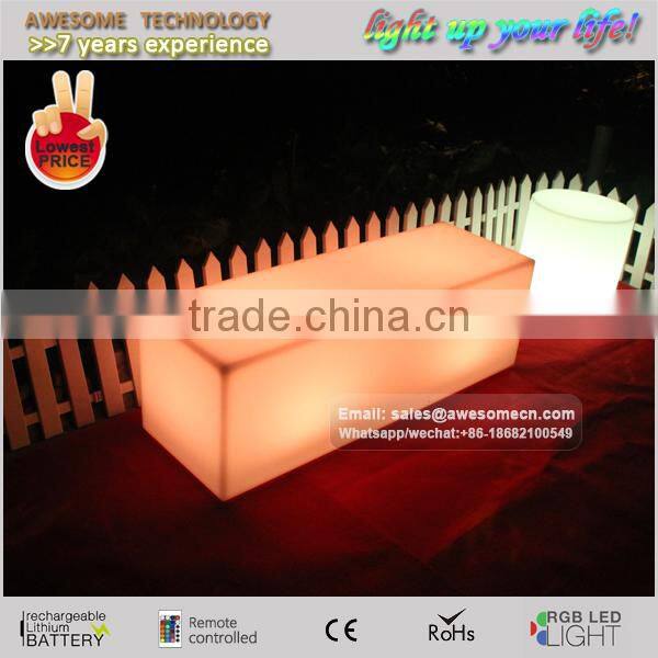 rectangular long led bench / garden light up square bench