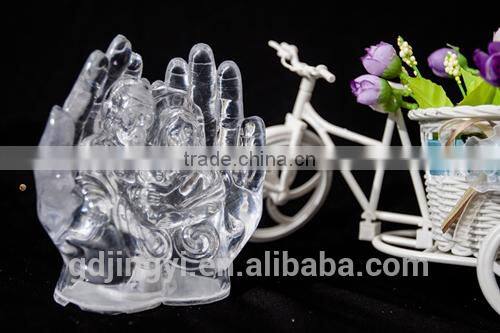 Acrylic clearLED LIGHTED MERRY CHRISTMAS sets of hand for indoor decoration