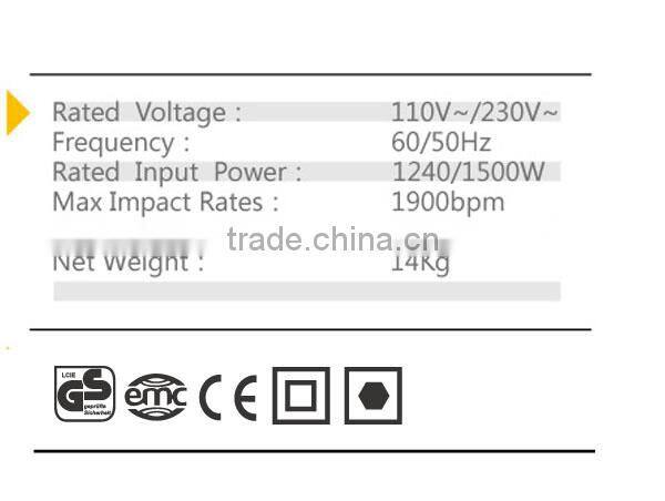 1240/1500W Hex-Gan Demolition Rotary Hammer with GS CE EMC