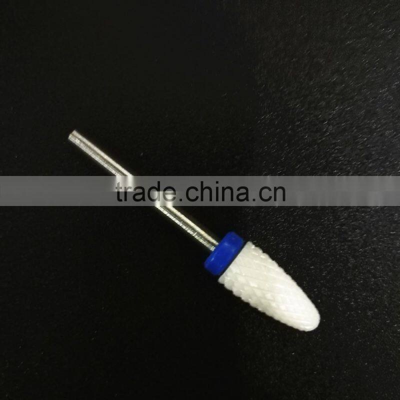 Ceramic Nail Drill Bit Burr 3/32" Shank Flame White Color