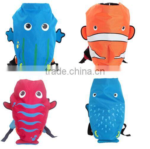 water proof light weight kids cute swimming backpack, animal fish frog shaped bag,