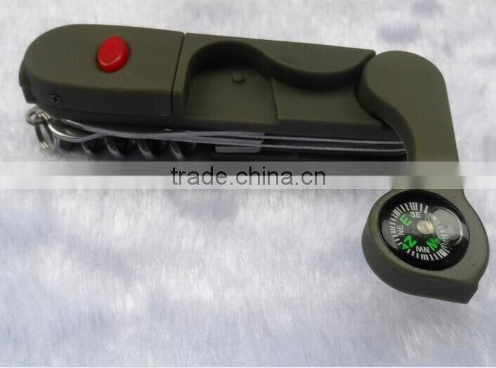 Multifunction Outdoor Pocket Survival Tool with Knife &LED &Compass