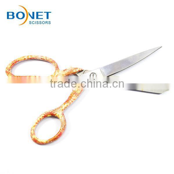 S16008O Professional fully S/S tailor scissors with handle painting leather cutting scissors