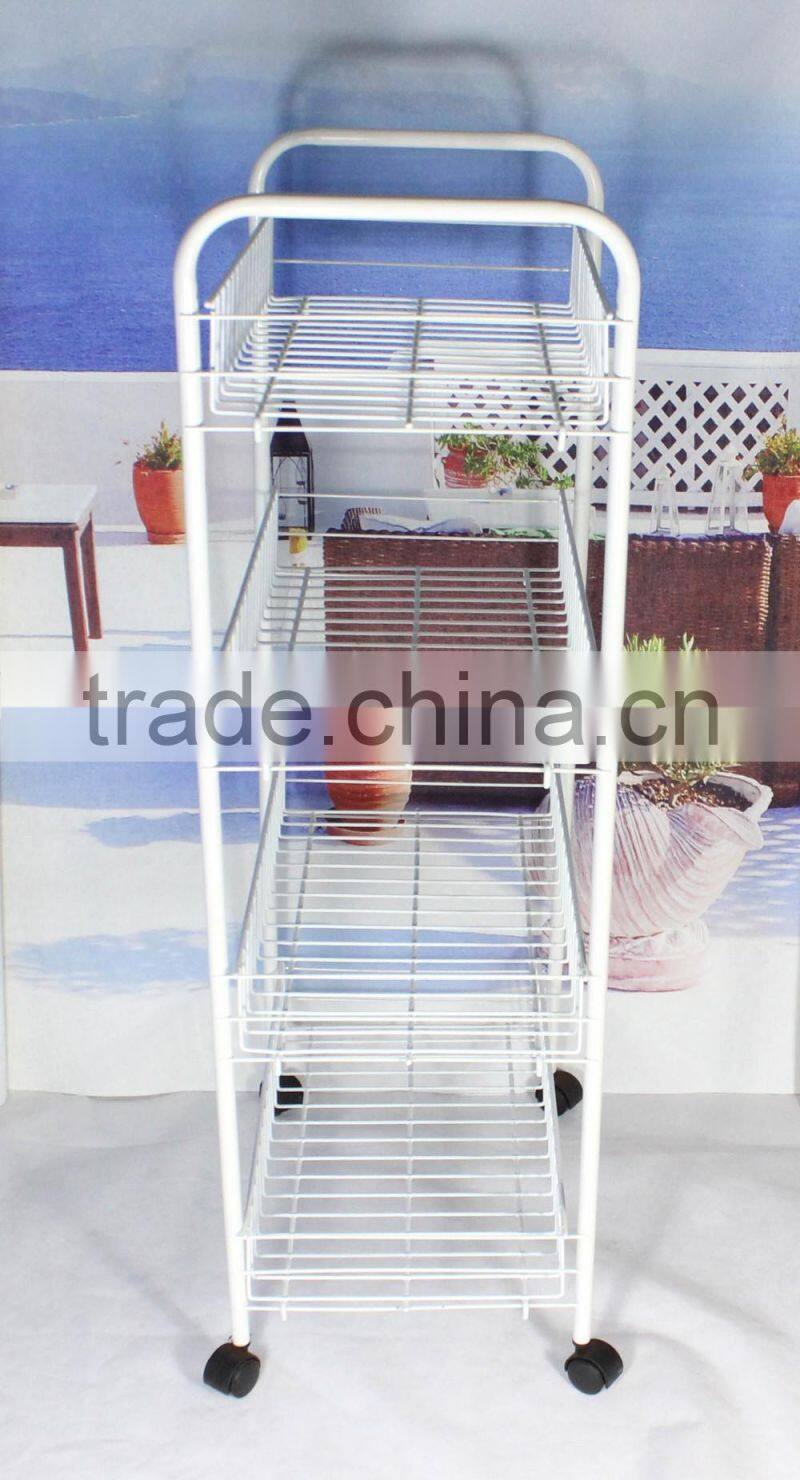 330-55 4-tier Metal Wire Storage Shelf Storage Cart with Wheels