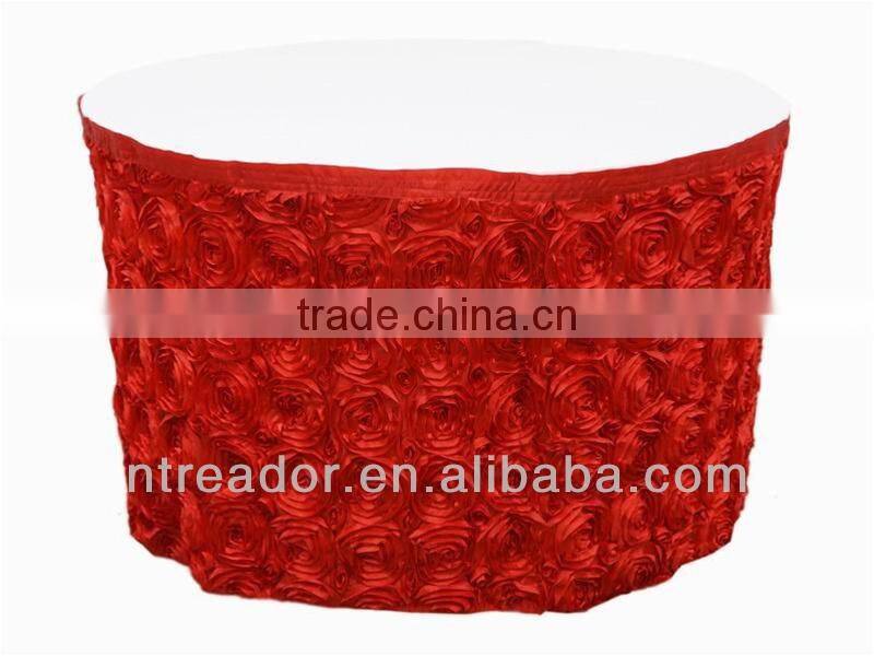 round rosette banquet table skirting for wedding