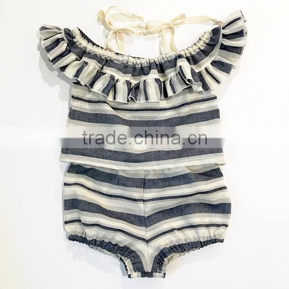 New fashion cheap wholesale stripe baby clothing romper two piece baby clthes kids clothing set