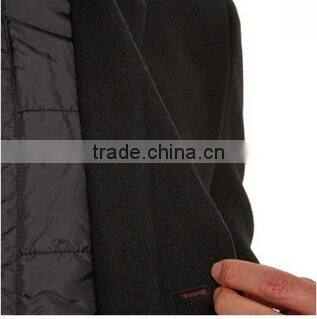 2014 Hidden Button High Fashion Classical Design Black Lapel Slim Fit Mens Cashmere Men Coat
