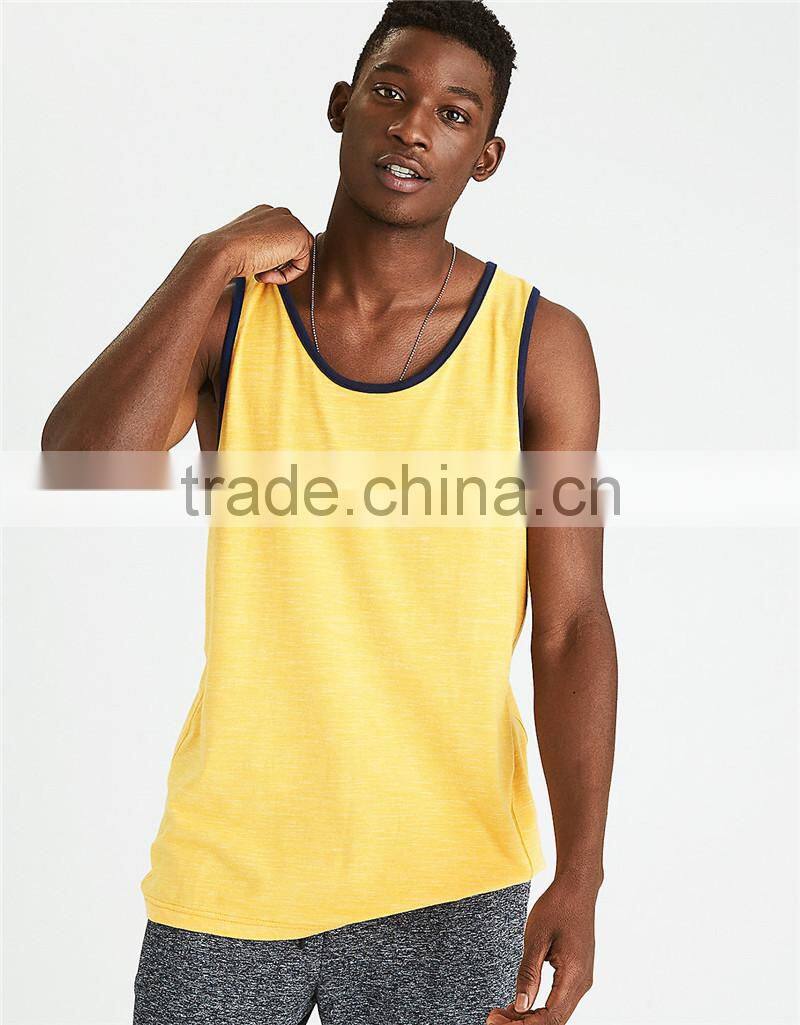 MGOO Sleeveless Dri Fit Tank Top Blank Scoop Neck Men Gym Tank Top With Contrast Color Binding