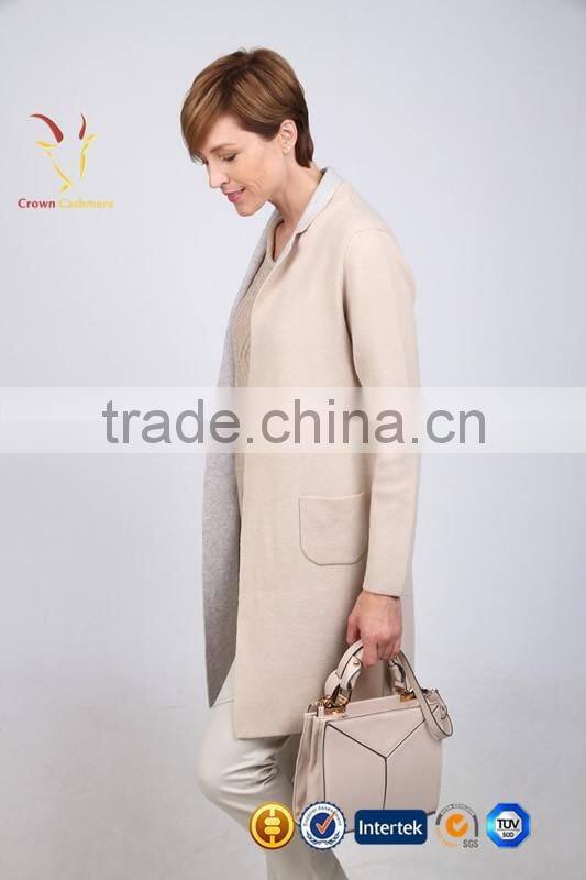 Women European Cashmere Wool Long Winter White Coats