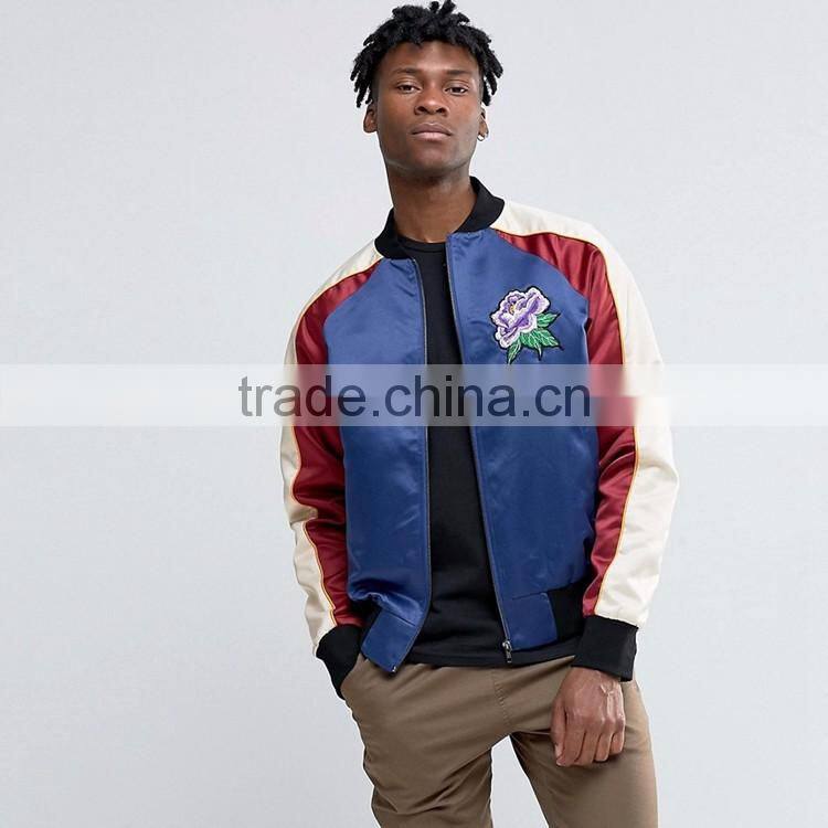 Amazing Quality OEM white red denim combination bomber jacket