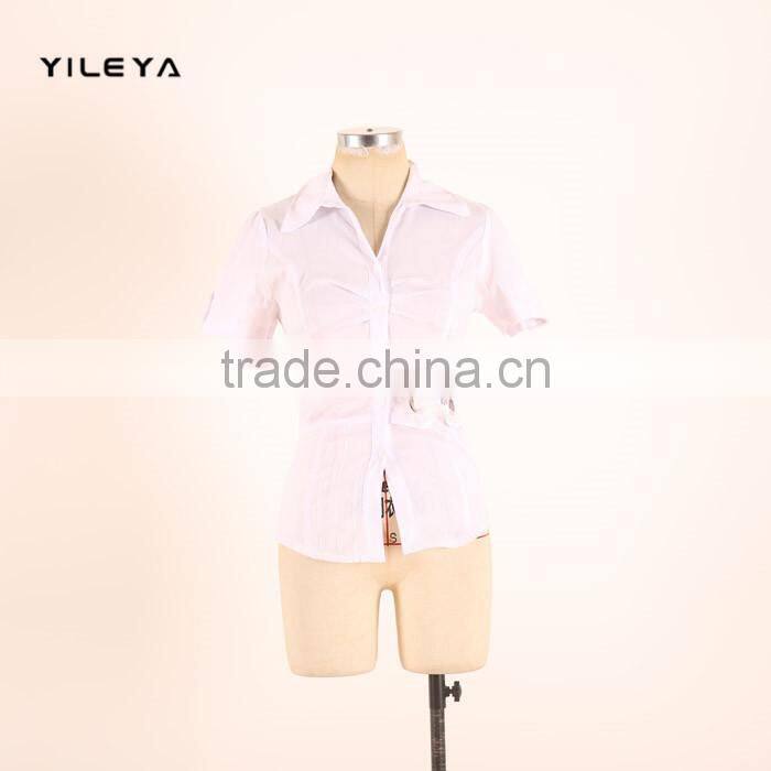 Mini fashionable office style women formal blouse designs with metal decoration
