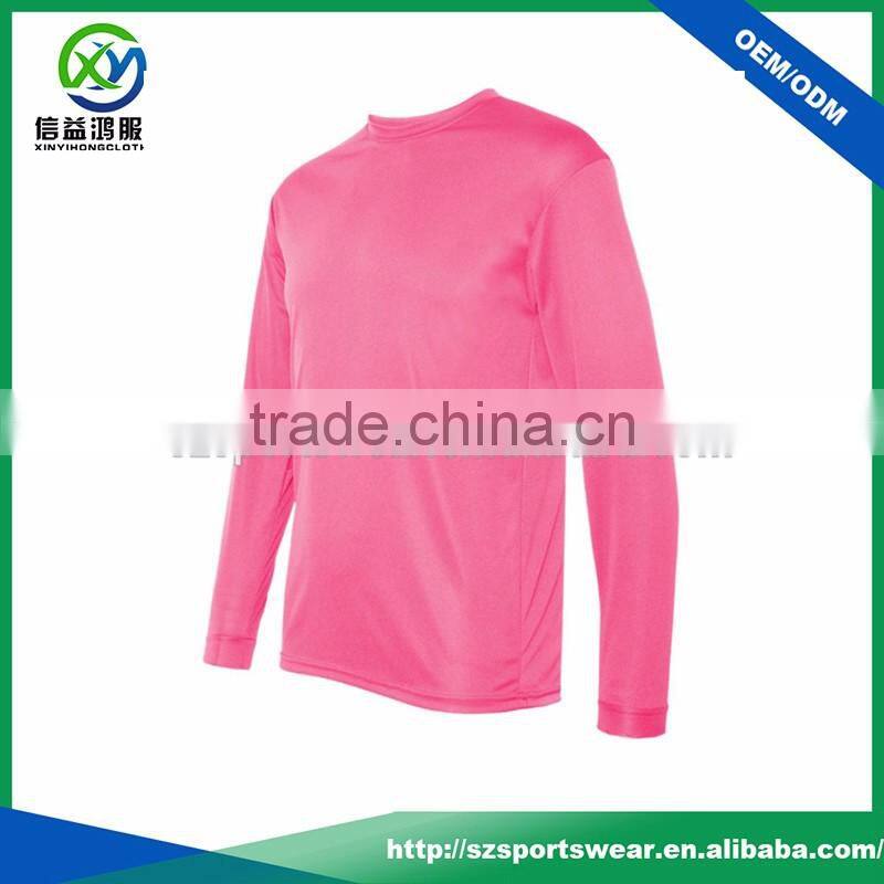 High quality pink color Dry fit long sleeve fishing t-shirt