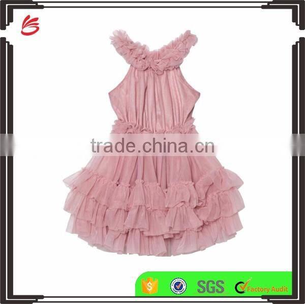 Ruffled Chiffon Dance princess dress lastest kids frock design for girls