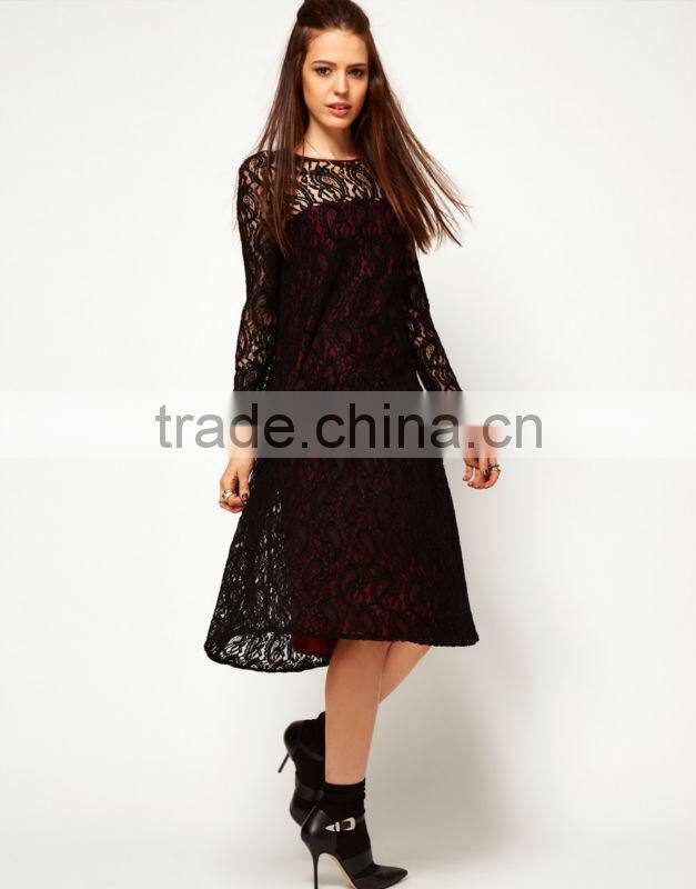 Lace Dress With Dropped Waist