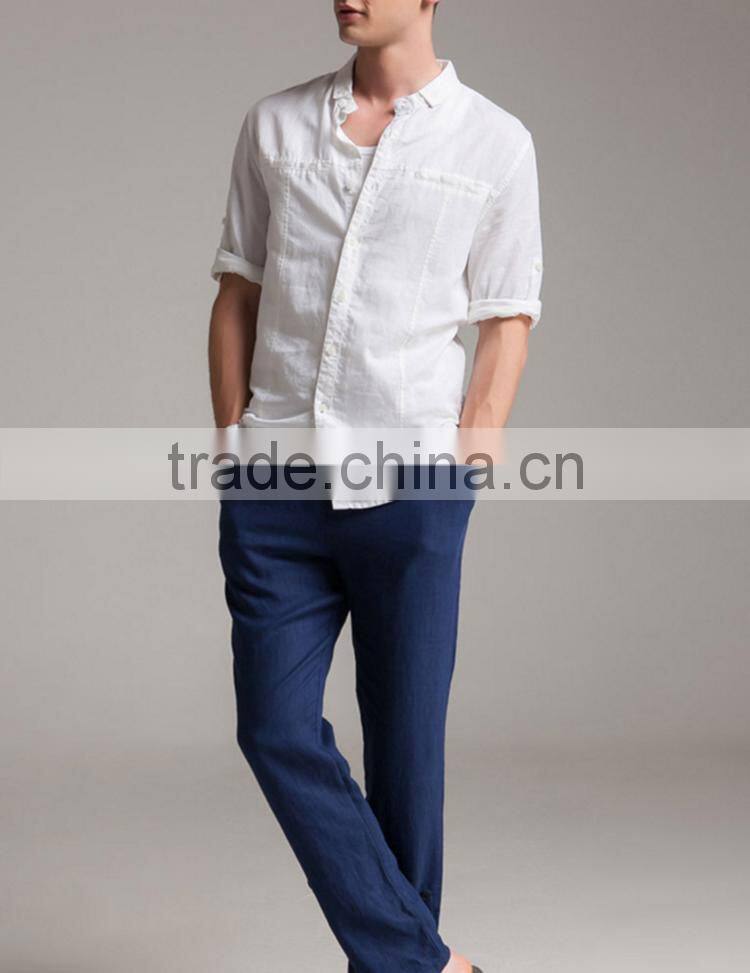 retro solid color the Chinese dress buttons three quarter sleeve fashionable t shirt for men