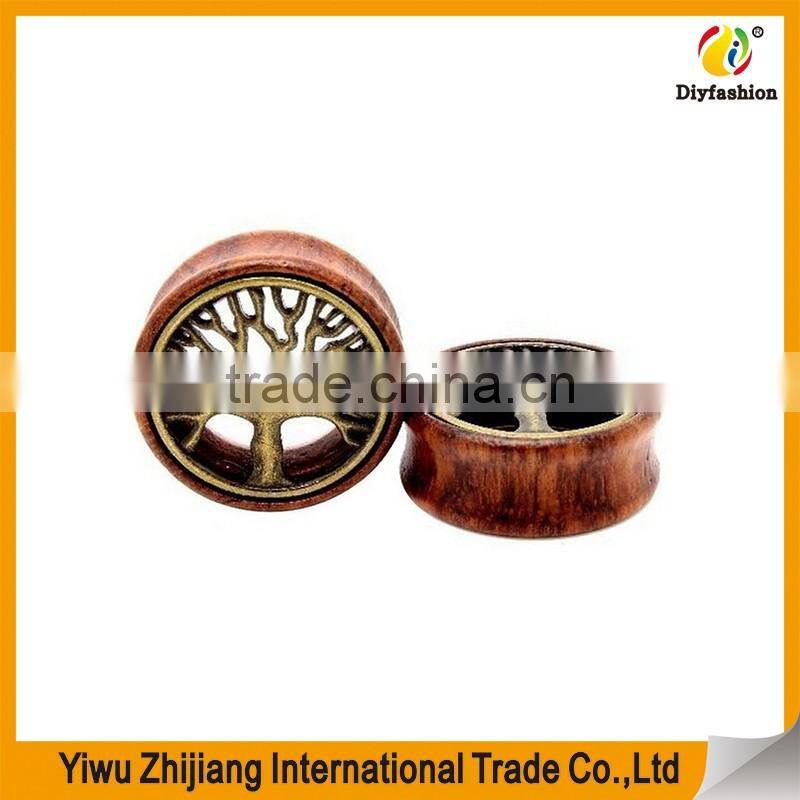 Oasis Plus Tree Of Life Oranic Wood Tunnels Double Flared Ear Stretcher Saddle Plugs Gauge