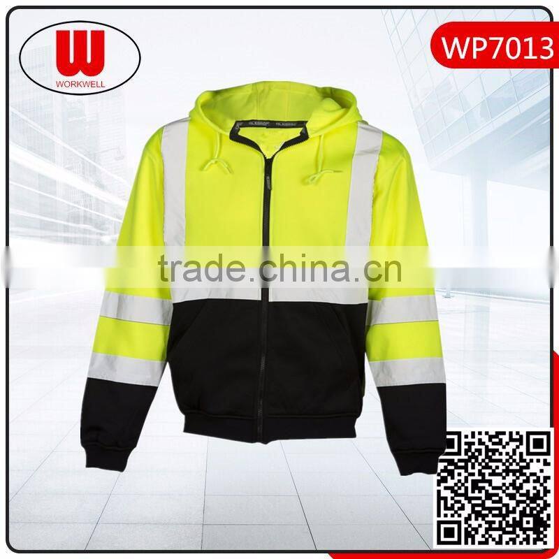 reflective safety winter zipper hoody