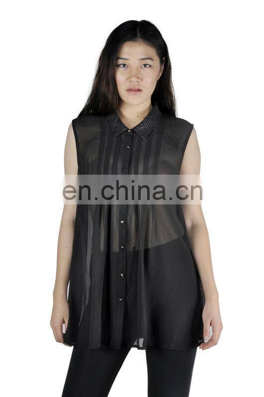 2015 new women chiffon blouse large size women clothing womens blouse sleeveless shirts for summer chiffon tops