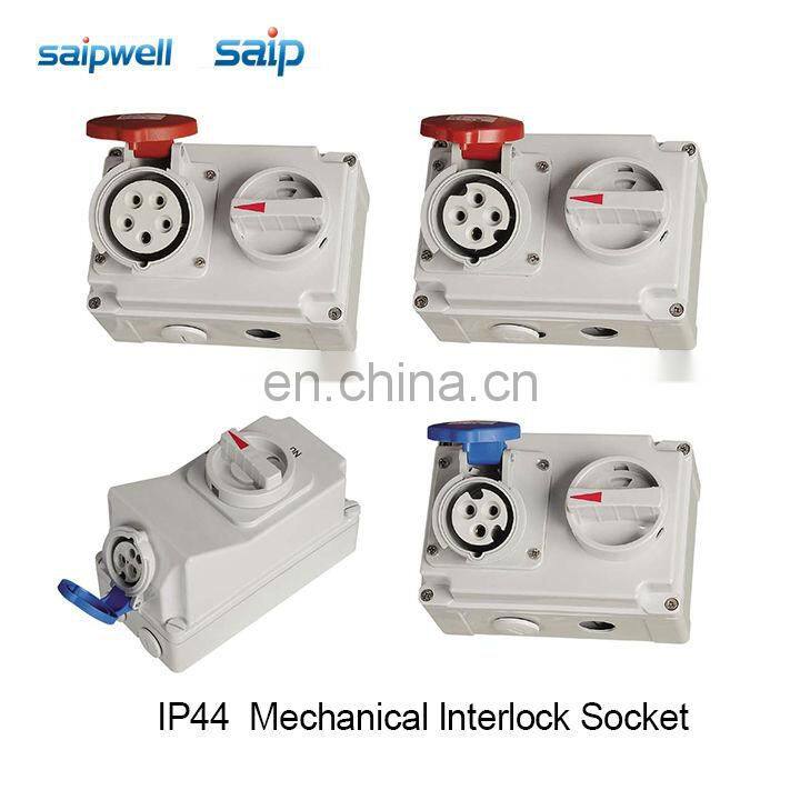 3 pins , 16A , 230VAC , IP44 electrical socket with switches and mechanical interlock