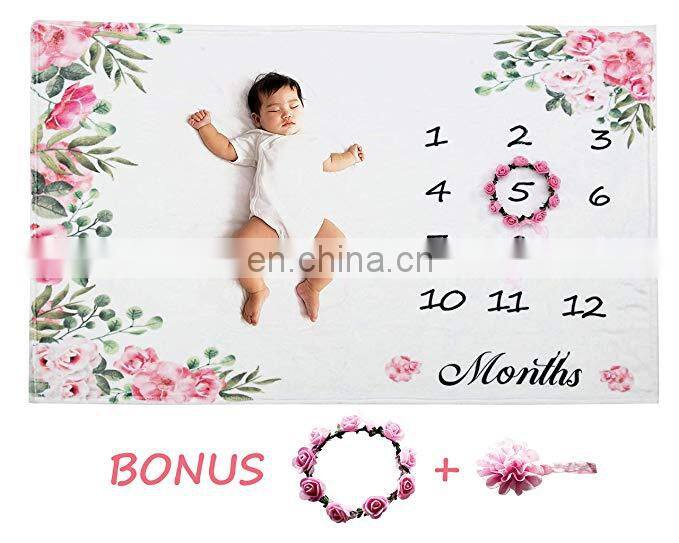 Premium Extra Soft Fleece Custom Digital Printing Soft Baby Monthly Milestone Blanket