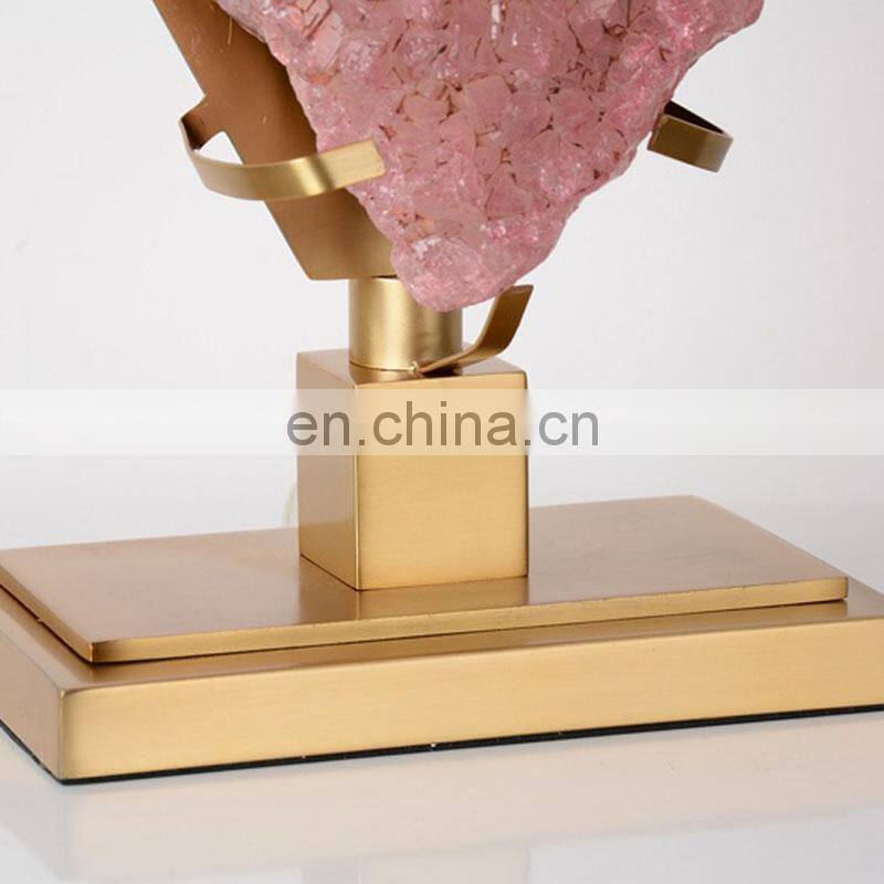 New Arrival Luxury Natural Rose Quartz Pink Crystal Stone Table Lamp For Bedroom