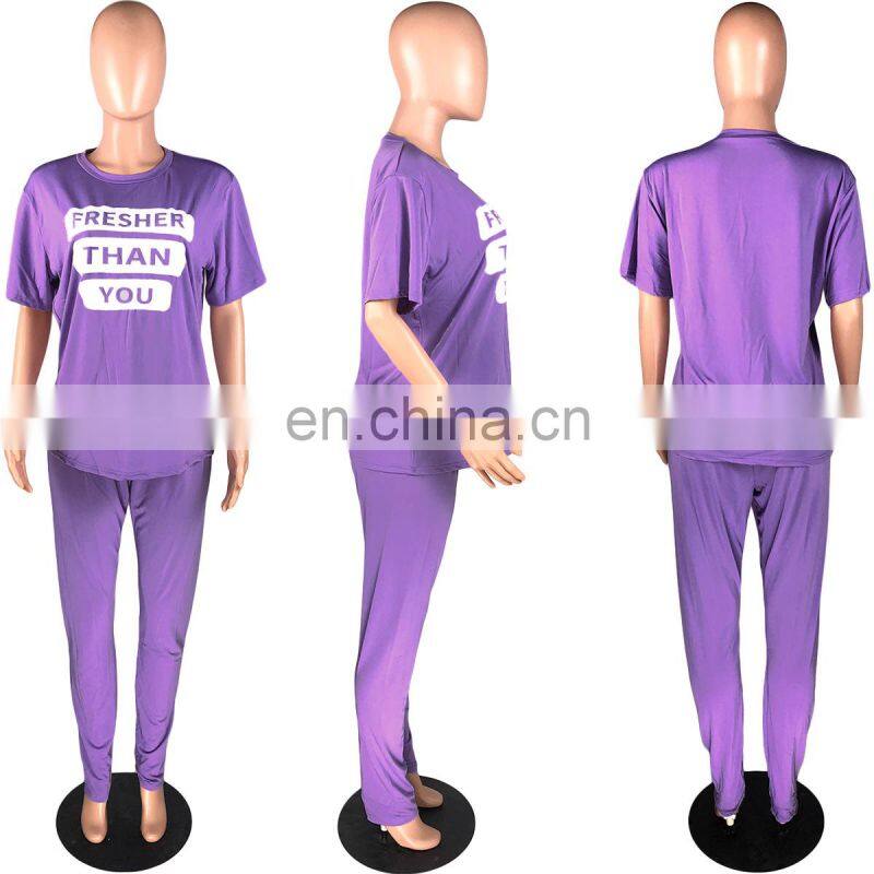 Clothing wholesale custom summer new fashion sports and leisure suit letter large size printing loose women's clothing
