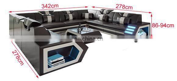 New home needed living room beautiful sectional sofa set furniture with LED light