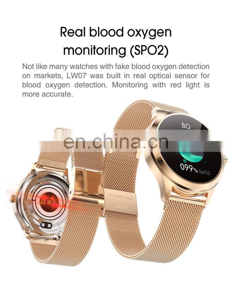 LW07 Round Touch Smartwatch Stainless Steel IP68 Waterproof Health smart watch phone for Women