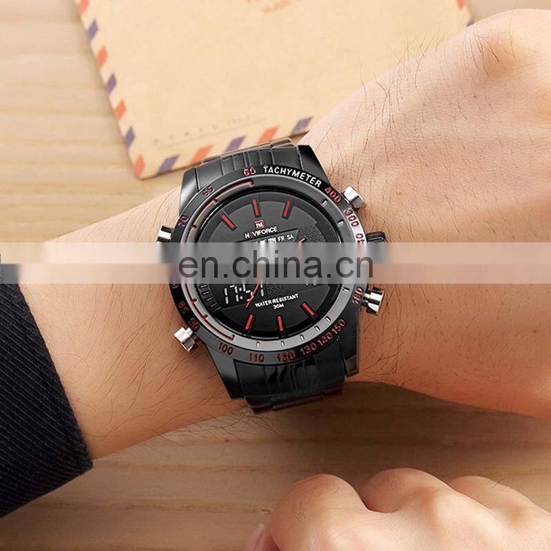 Naviforce 9024 Luxury Mens Fashion Sport LED Digital Quartz Watches Clock Man Full Steel Military Wristwatch relogio masculino