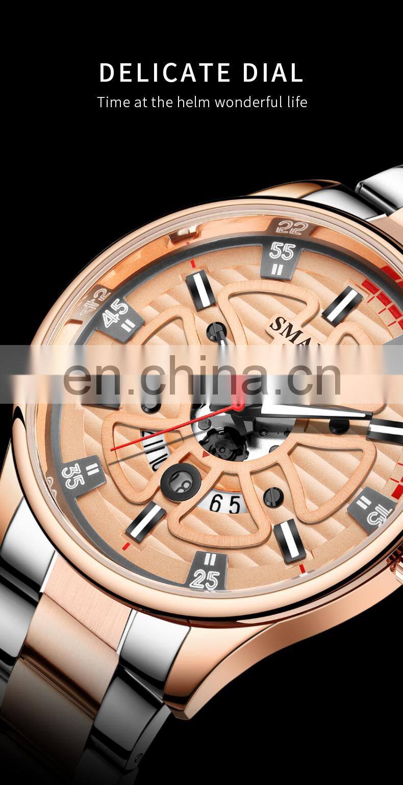 SMAEL 9180 Quartz Watch For Men SMAEL Golden Watches Waterproof Auto Date Male Clock Analog Stainless Steel Watches