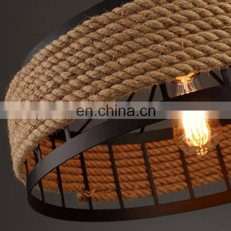 Stylish Hanging Lamp Vintage Hemp Rope Pendant Ceiling Lamp For Decoration modern design metal pendant light