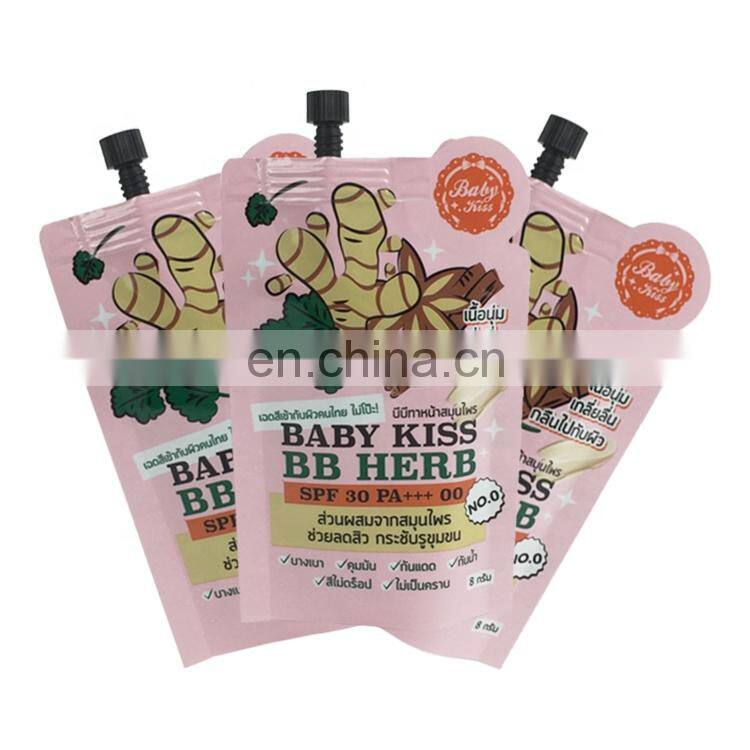 12 ml custom printing three-side sealed special shaped spout pouch for hair conditioner packaging