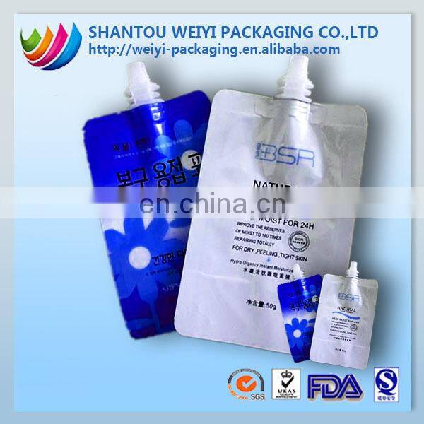 Biodegradable aluminum foil doypack stand up liquid spout pouch for soap body cream