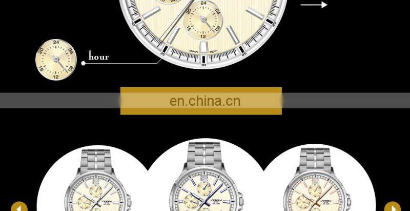 SINOBI Business Men's Watch Top 316L Stainless Steel Case & Band Calendar Date Week Display 1126G Montre Homme