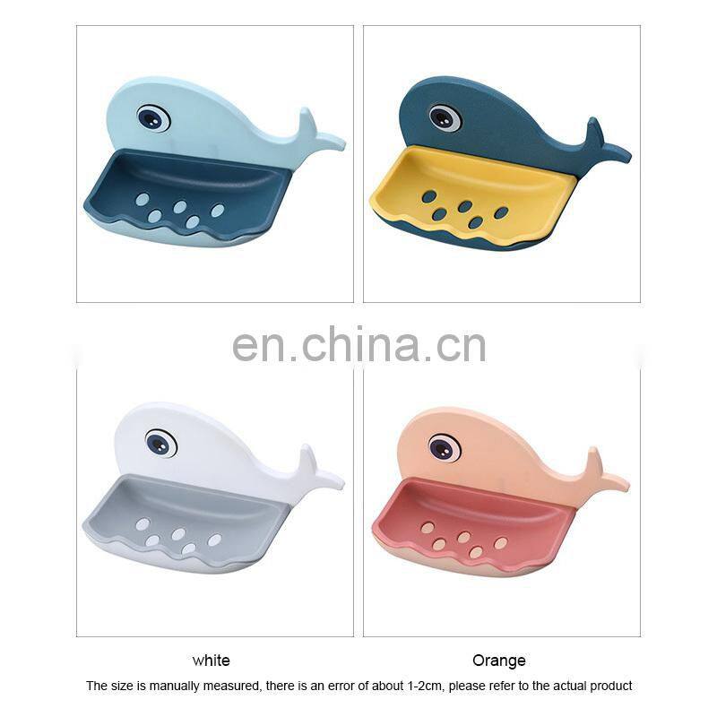 Cartoon Whale Bathroom Soap Dish Holder Bathroom Soaps Box Storage Shelf Plastic Wall Mounted Draining Organizer Tray