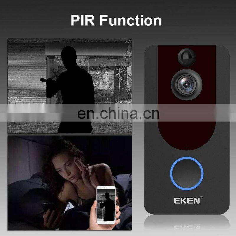 2020 Trending Wholesale Phone Intercom Remote Monitoring EKEN V7 1080p WiFi Video Doorbell Camera for House