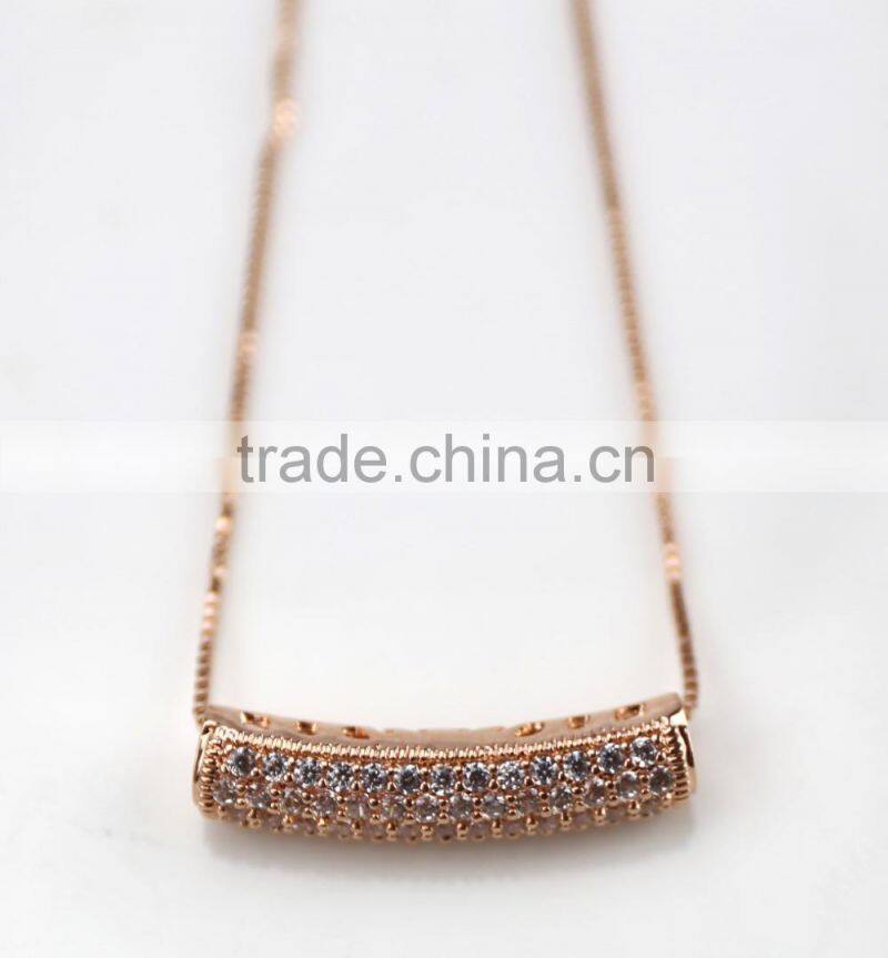 Simple design new model hollow rose gold plated pipe pendant necklace fashion jewelry with box chain for wholesale