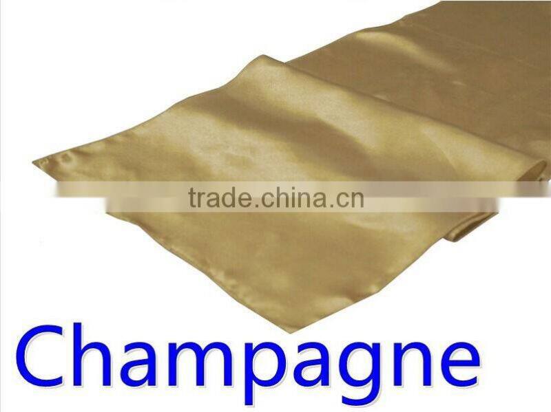 hot selling ployester satin table runner for wedding decoration, black color
