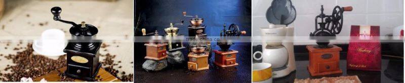 Manual Ceramic Burr Hand Crank Coffee Grinder Mill Lid Brush Kitchen Home