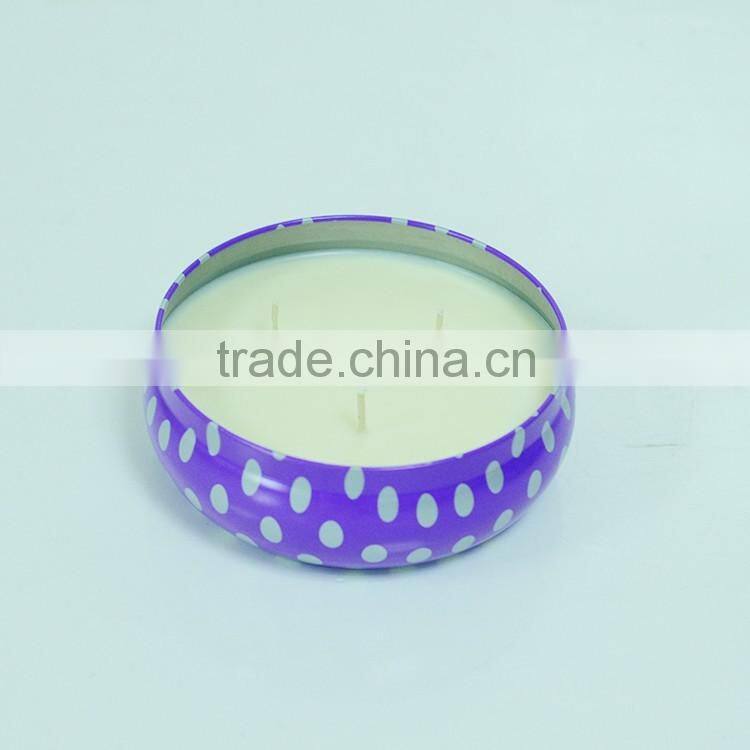 paraffin wax scented tin candle with metal lid