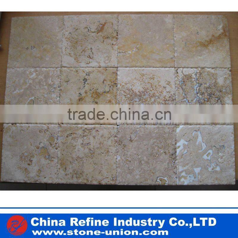 Golden travertine tile