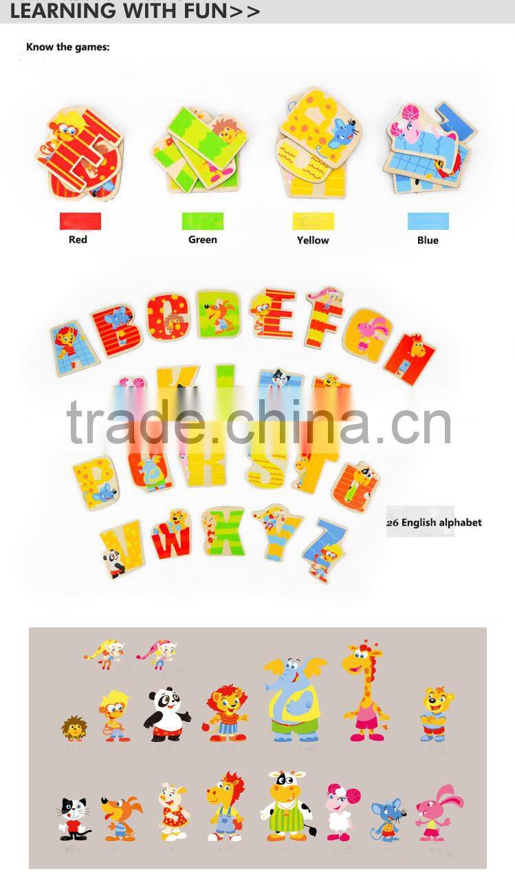 China Alibaba Trade Assurance EN71 and ASTM test 26 pcs alphabet cognition magnet toys wooden magnetic sticks toys