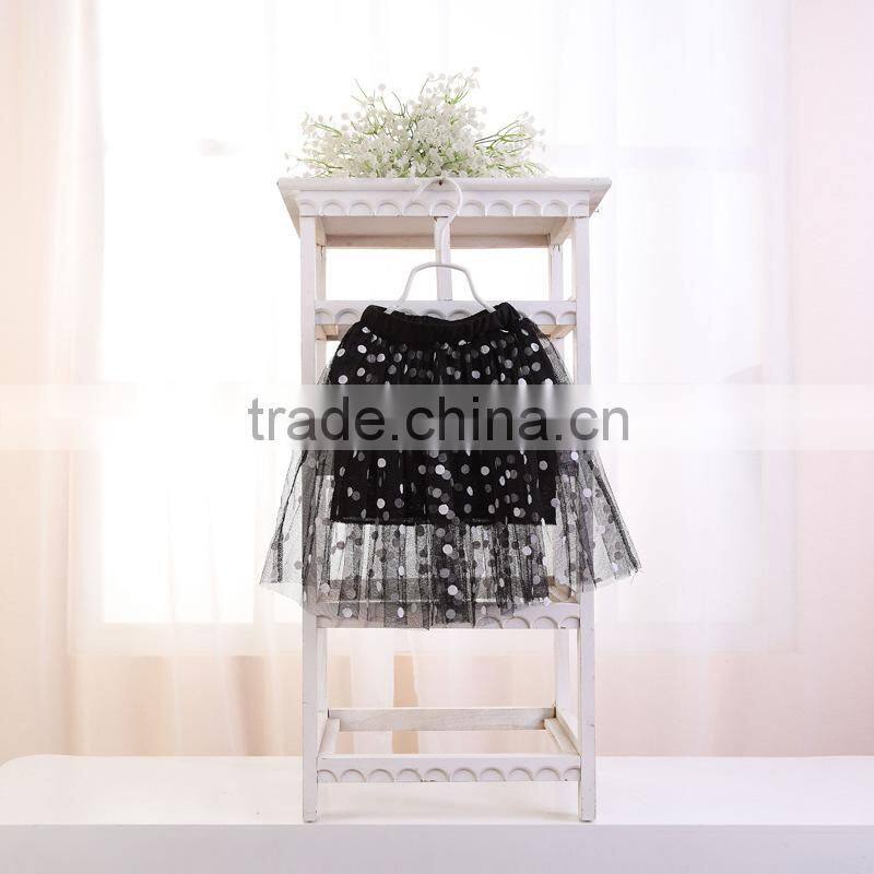 New arrival! sweet baby girls skirts black spot skirt cotton yarn skirts with 5sizes for 2-8 years girls