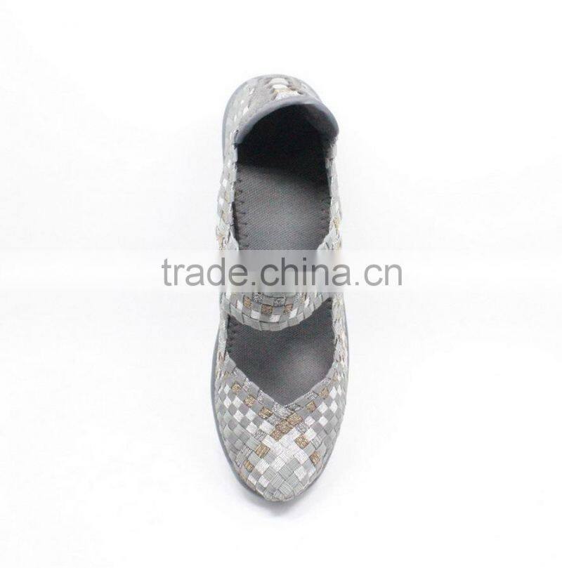 Comfortable elastic ribbons woven shoes for ladies