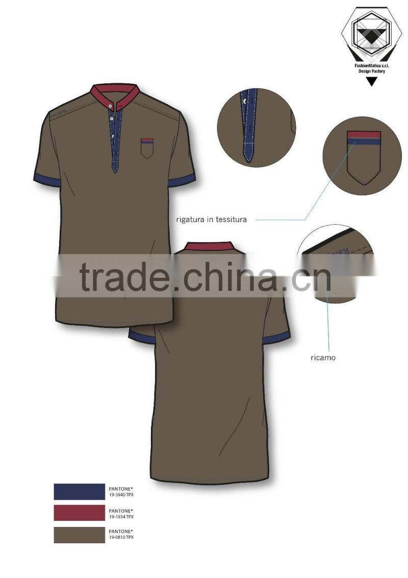 2016 fashion Men's green polo shirt with placket italy new design ODM service