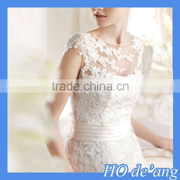 HOGIFT High-end wedding custom,lace flowers word shoulder sexy bride wedding,Sexy Mermaid Wedding Party Dress